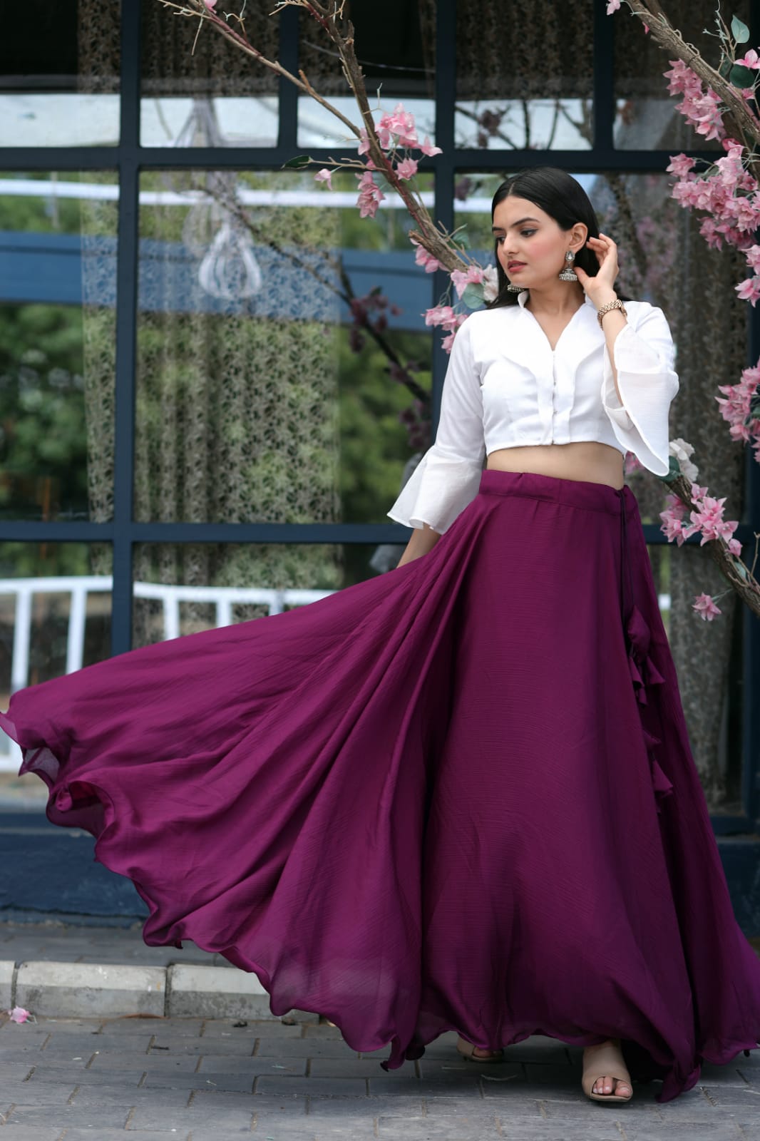 Pretty Wine Plain Lehenga With Stylish Blouse