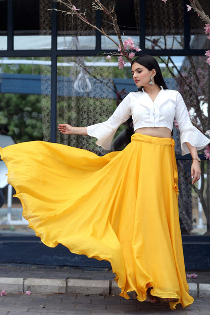 Pretty Yellow Plain Lehenga With Stylish Blouse