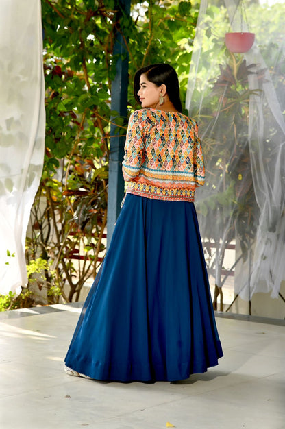 Blue Color Lehenga Choli With Digital Print Koti