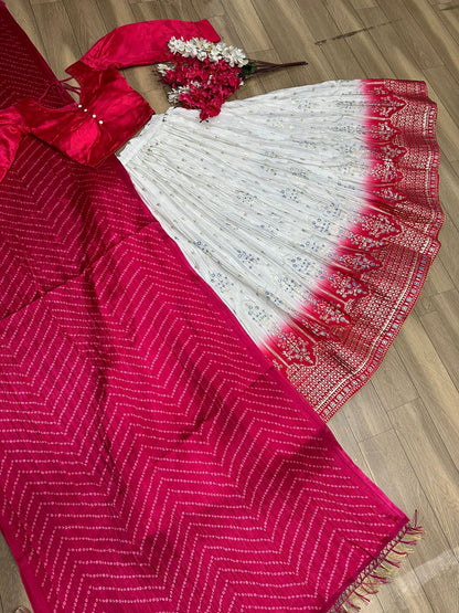 Function Wear Pink And White Stylish Work Lehenga Choli