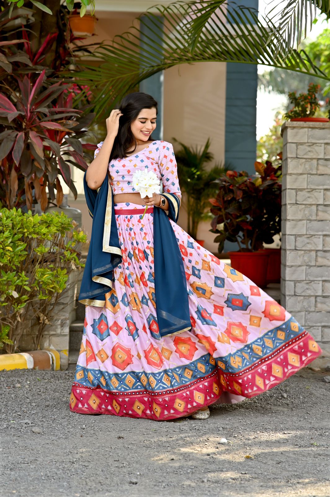 Wedding Wear Printed Light Pink Color Lehenga Choli