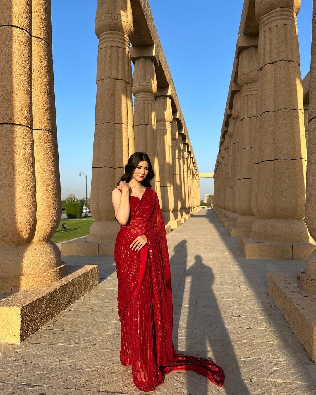 Glamourous Sequence And Embroidery Work Red Color Saree