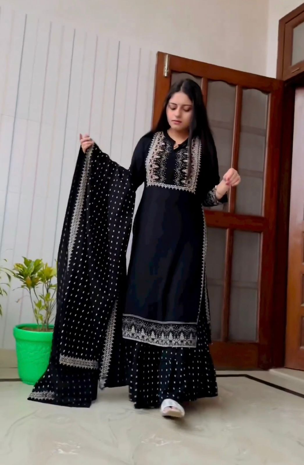 Superhit Sequence Work Black Color Sharara Suit