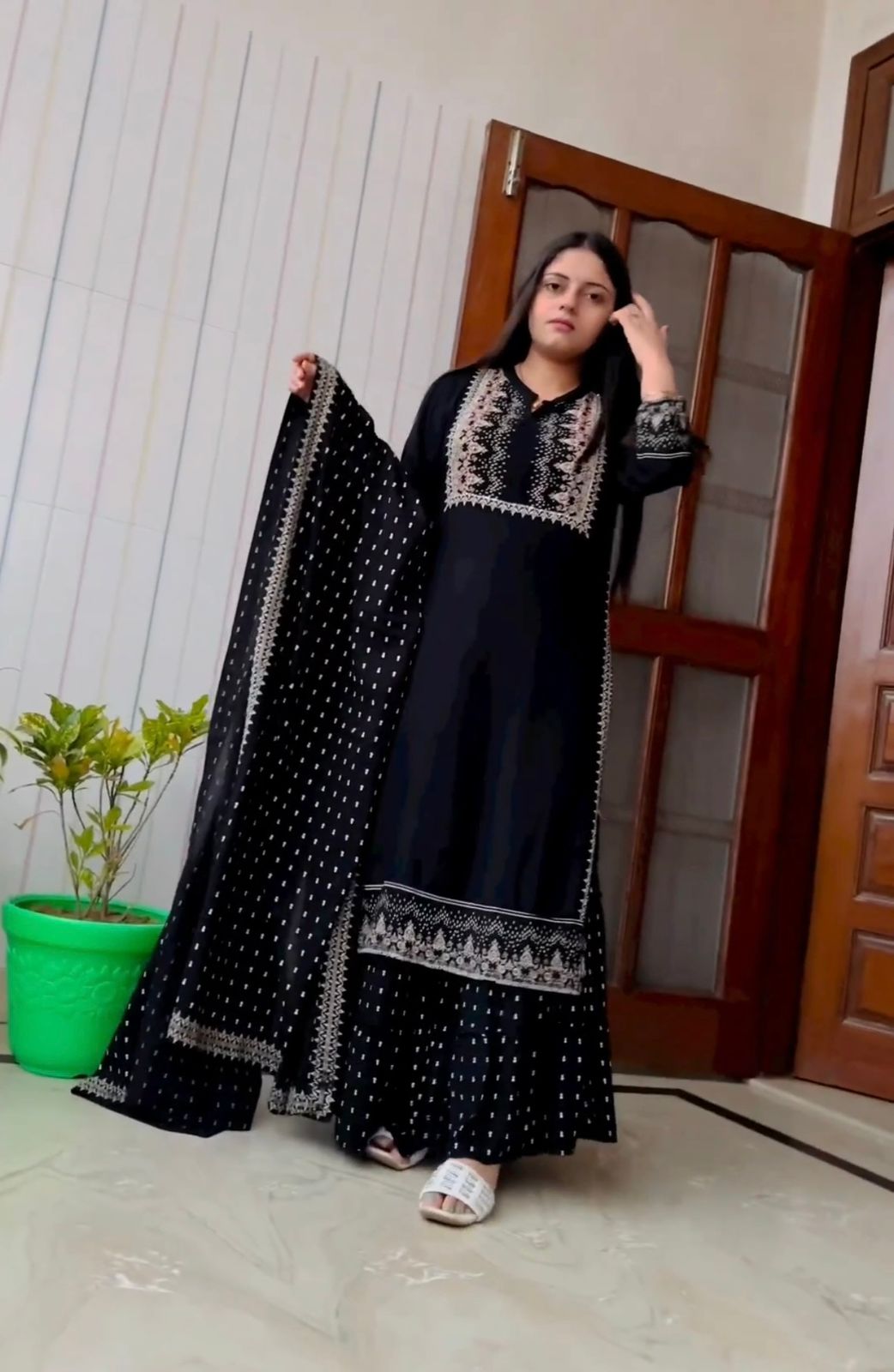 Superhit Sequence Work Black Color Sharara Suit