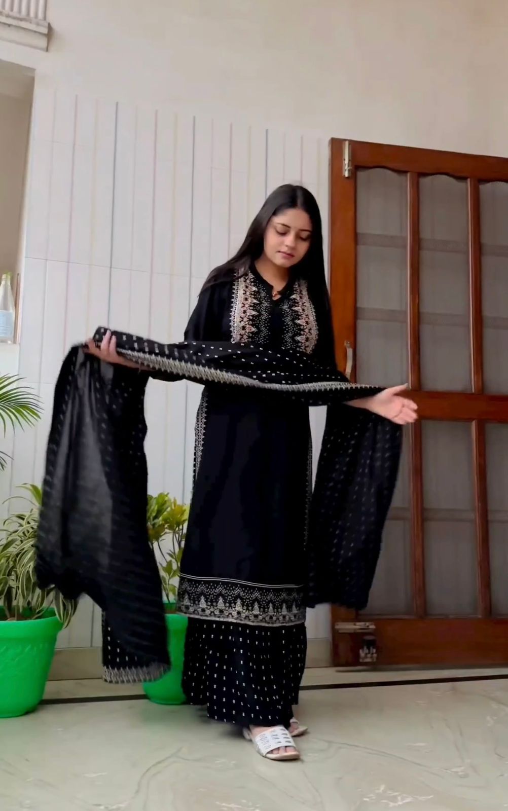 Superhit Sequence Work Black Color Sharara Suit