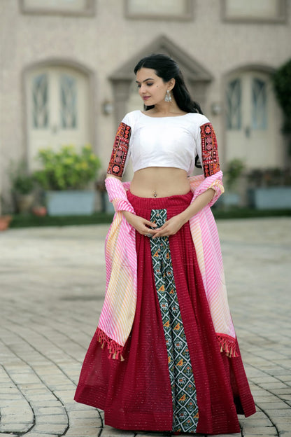 Wonderful Pink Lehenga Choli With Leheriya Print Dupatta