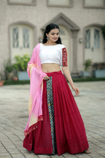 Wonderful Pink Lehenga Choli With Leheriya Print Dupatta