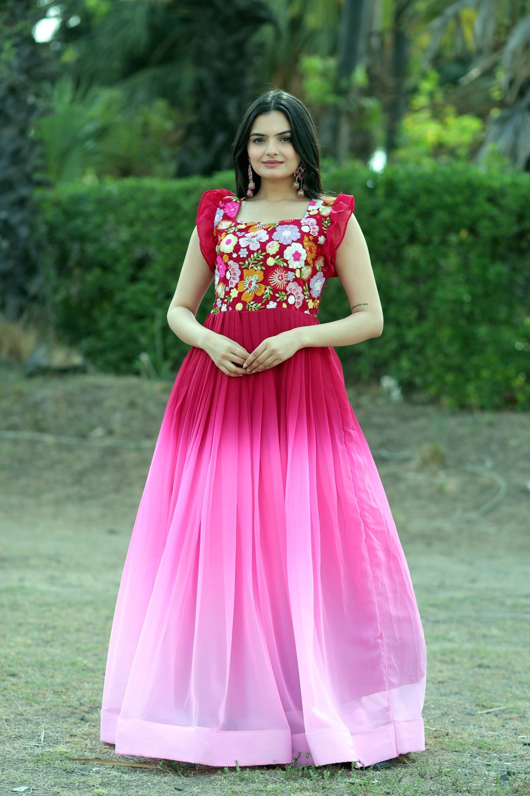 Beautiful Work Double Shaded Pink Color Gown