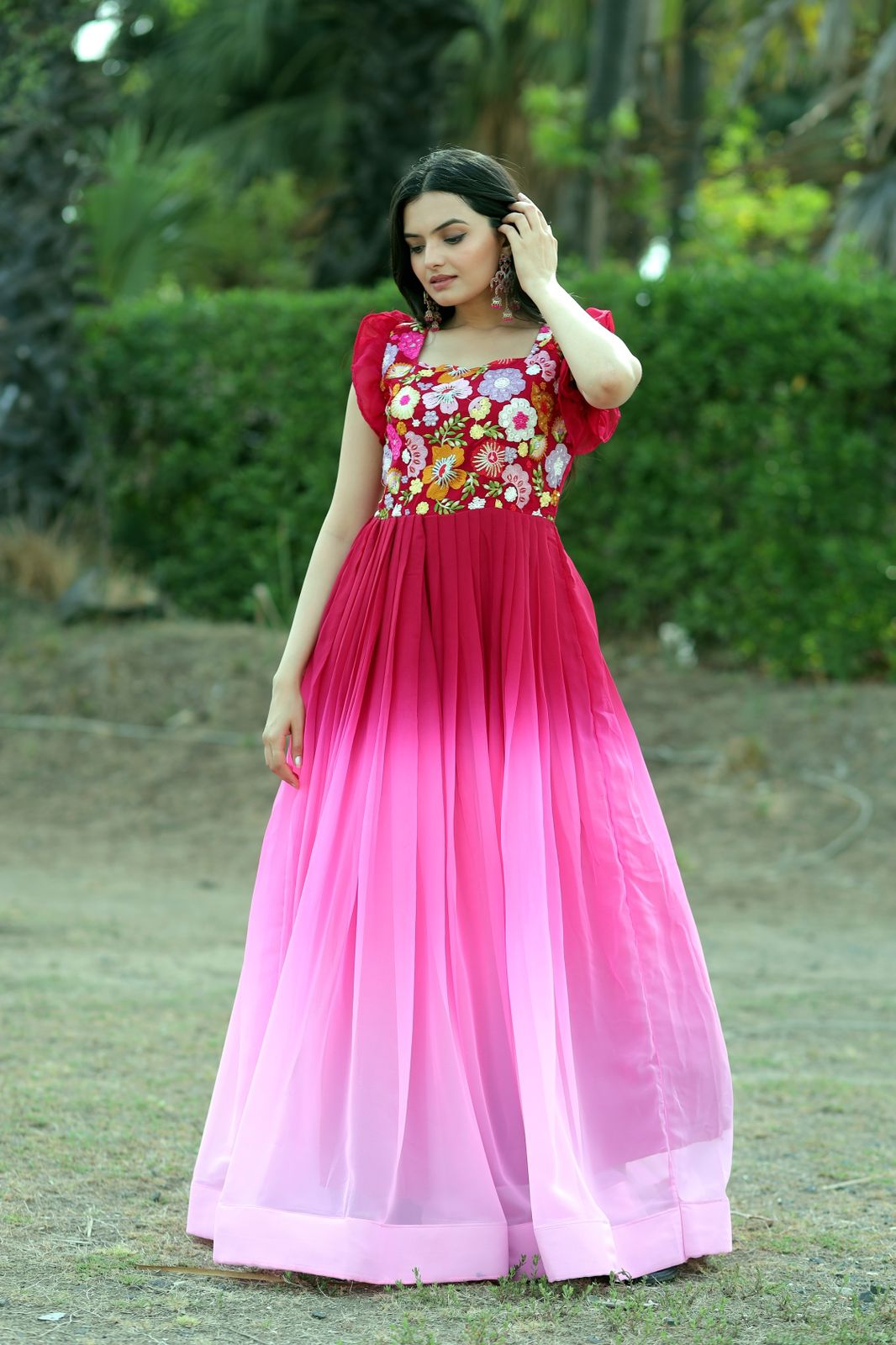 Beautiful Work Double Shaded Pink Color Gown