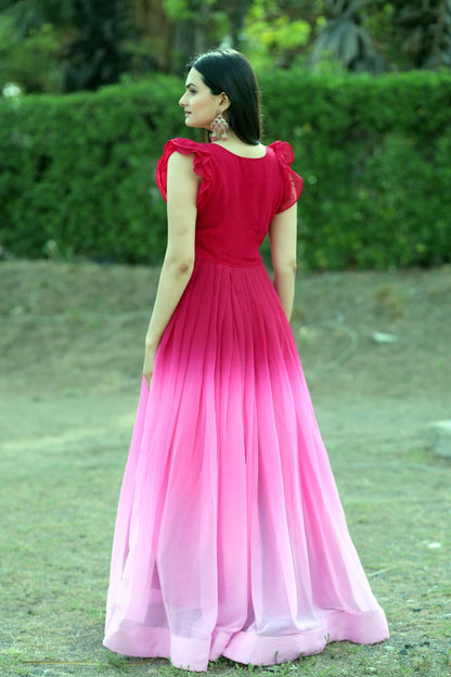 Beautiful Work Double Shaded Pink Color Gown