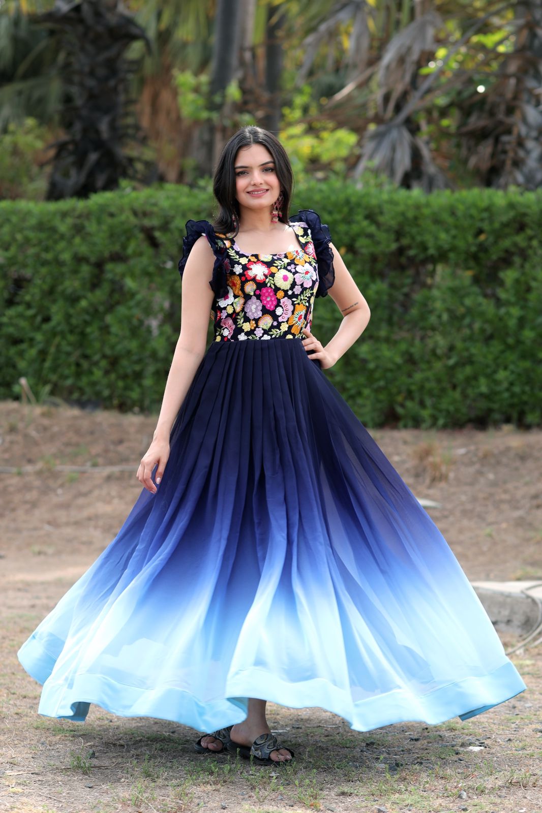 Blue color 2024 long frock