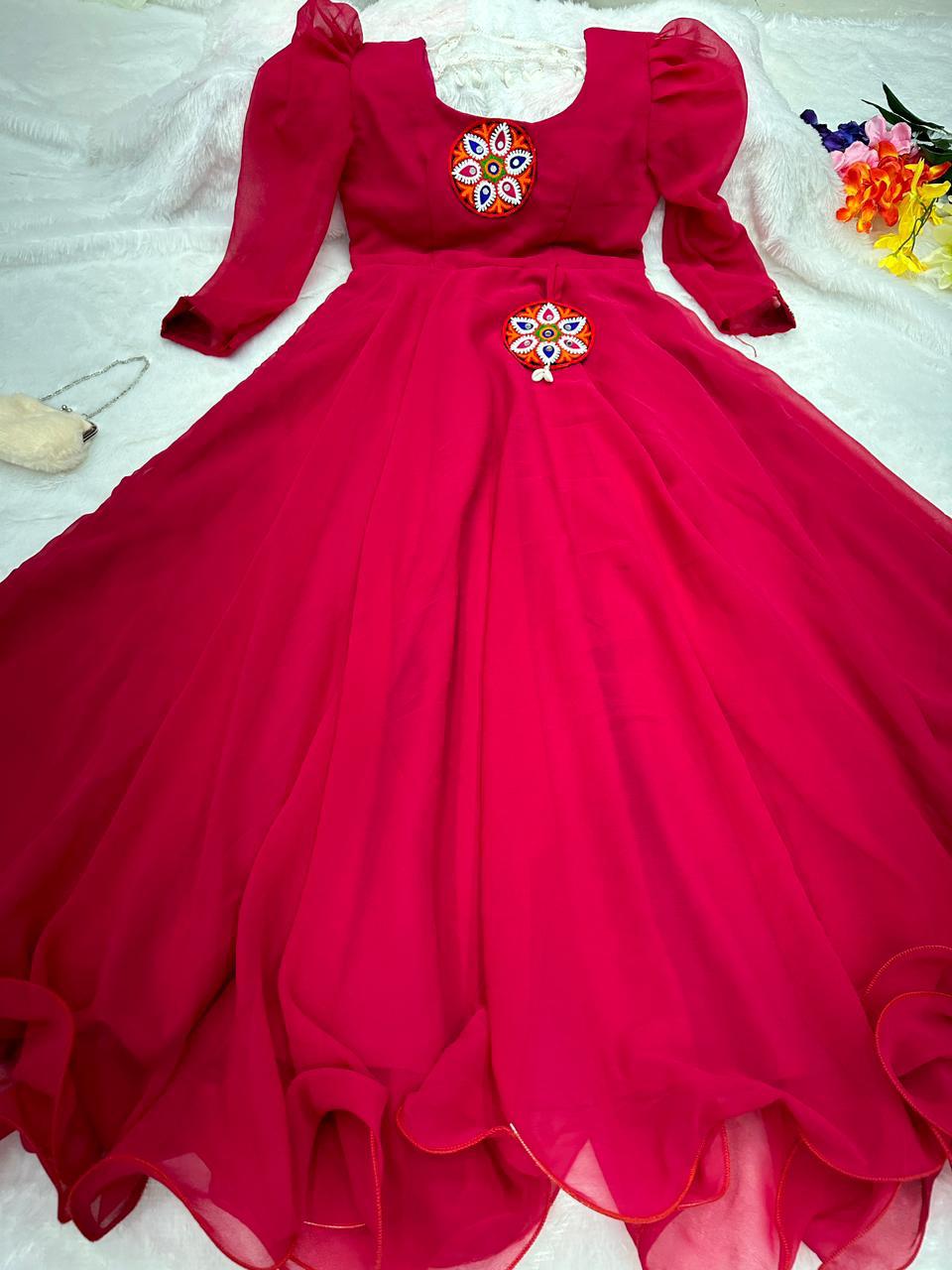 Trendy Pink Color Fully Stitched Anarkali Gown