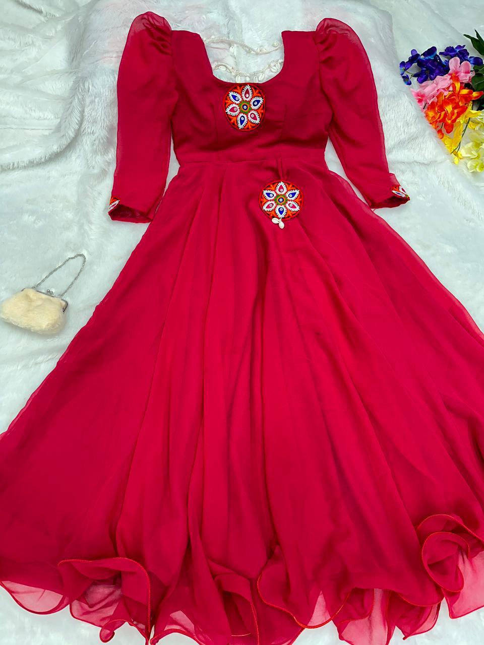 Trendy Pink Color Fully Stitched Anarkali Gown