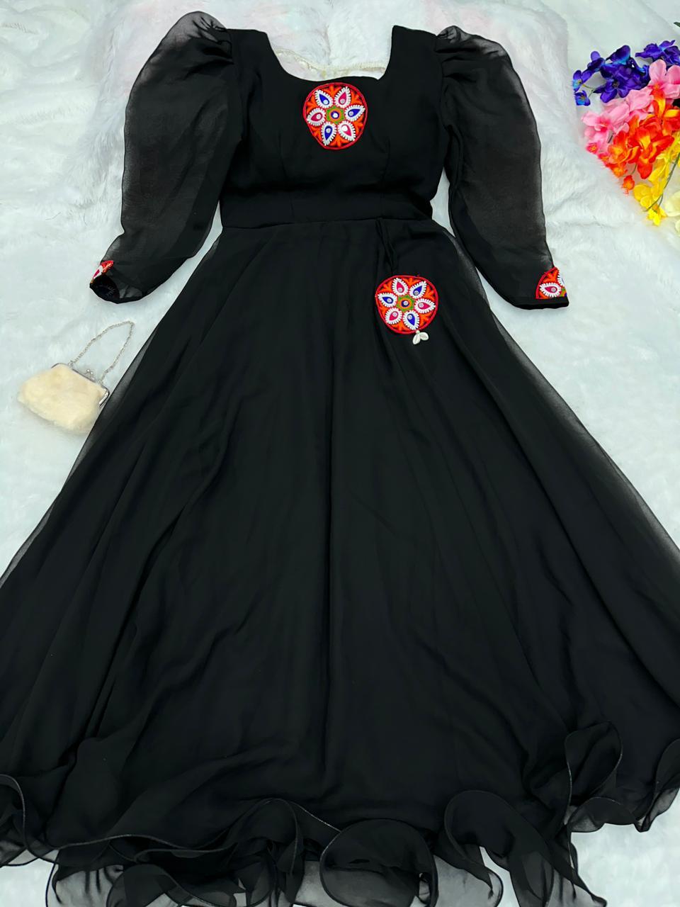 Trendy Black Color Fully Stitched Anarkali Gown