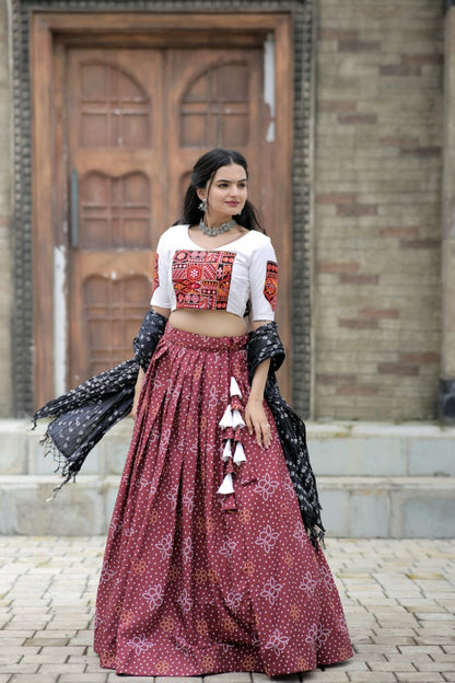 Navratri Special Maroon Multi Thread Work Lehenga Choli