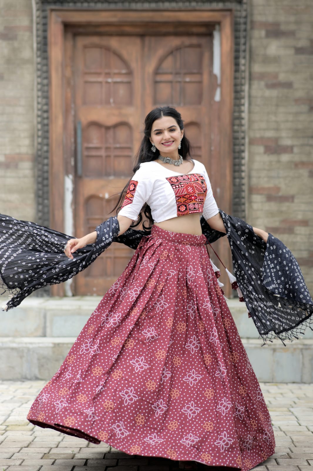 Navratri Special Maroon Multi Thread Work Lehenga Choli