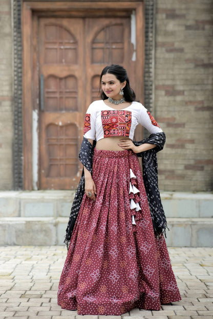 Navratri Special Maroon Multi Thread Work Lehenga Choli