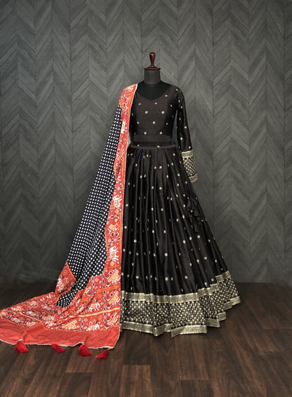 Wedding Wear Embroidery Work Black Color Lehenga Choli