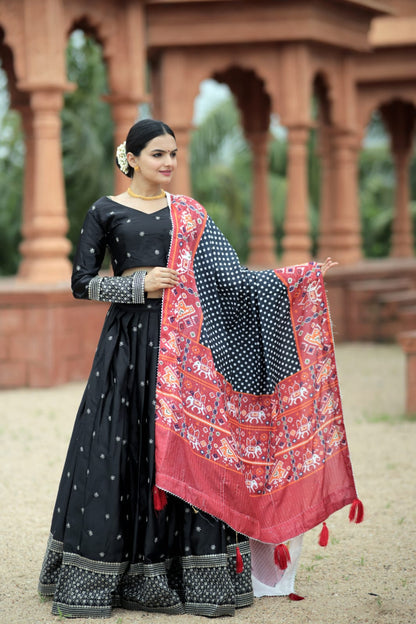 Wedding Wear Embroidery Work Black Color Lehenga Choli