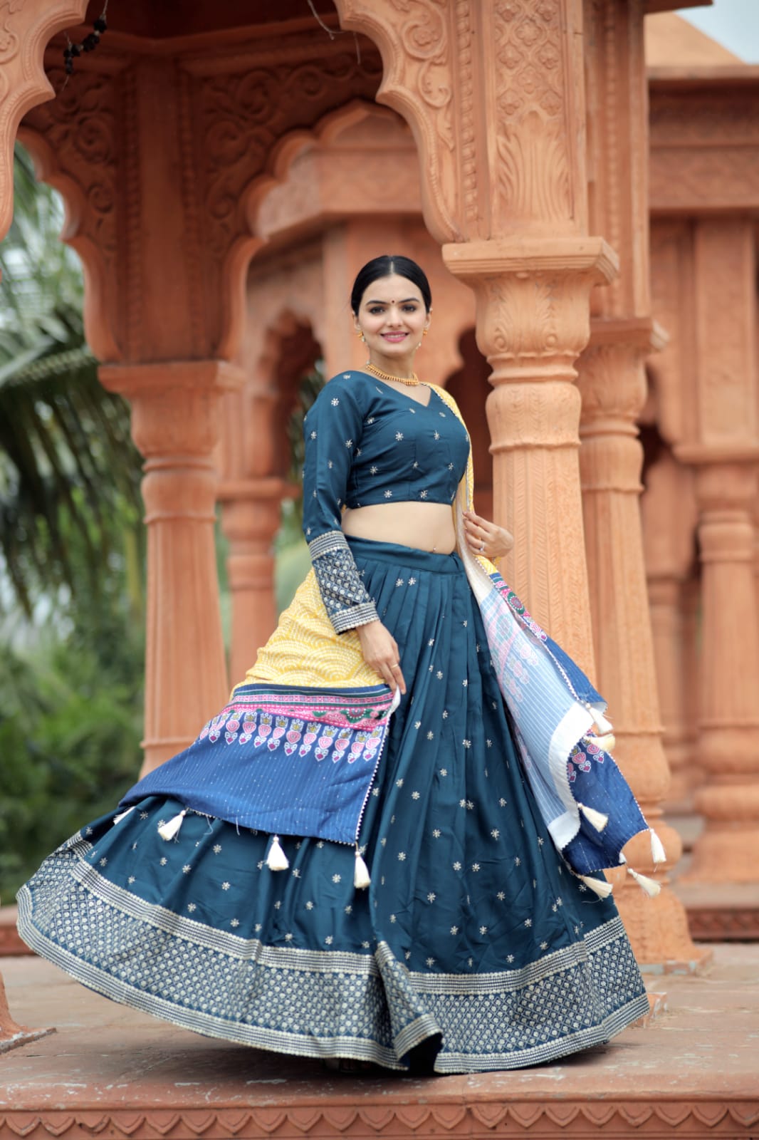 Wedding Wear Embroidery Work Navy Blue Color Lehenga Choli