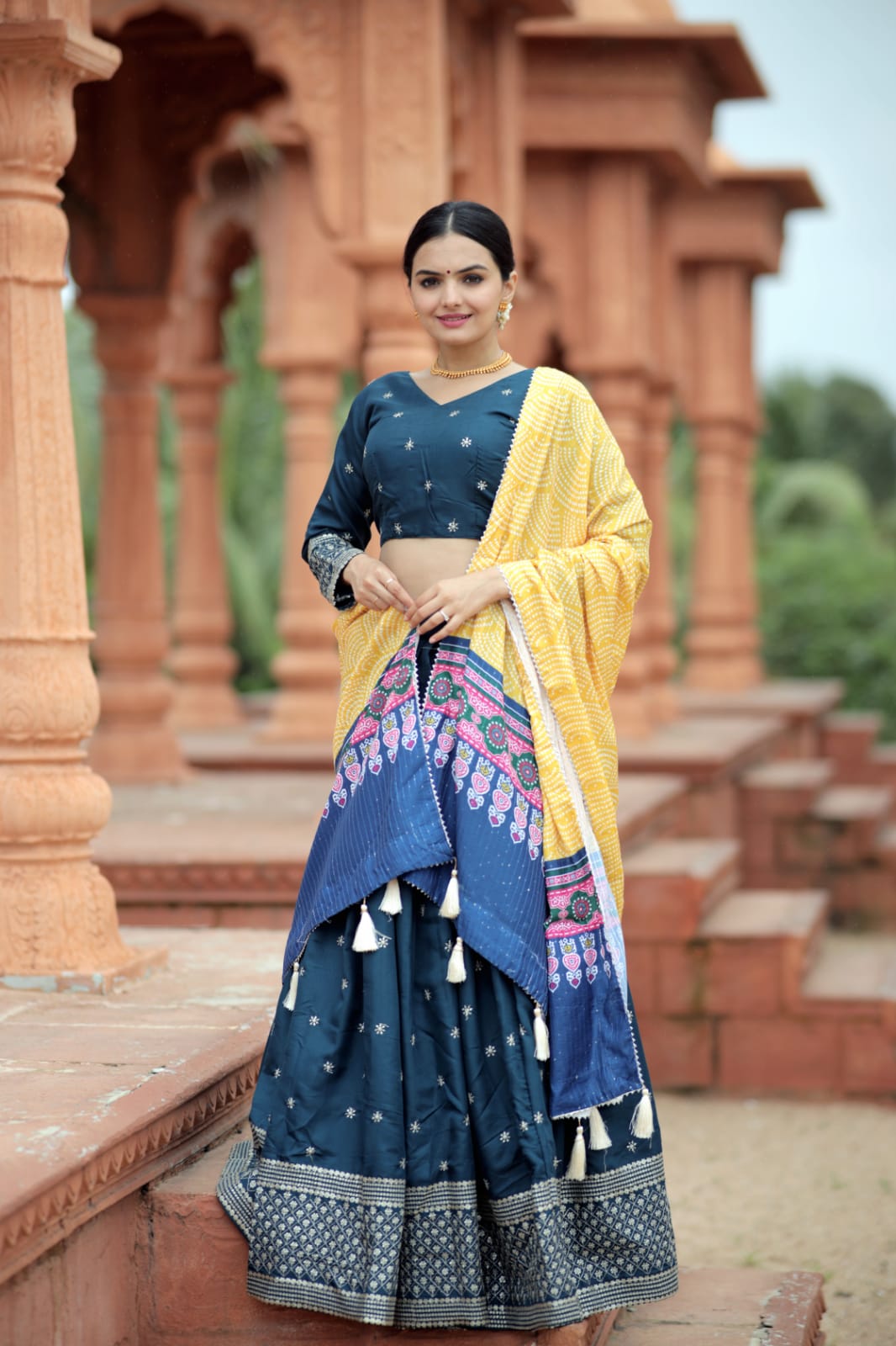 Wedding Wear Embroidery Work Navy Blue Color Lehenga Choli