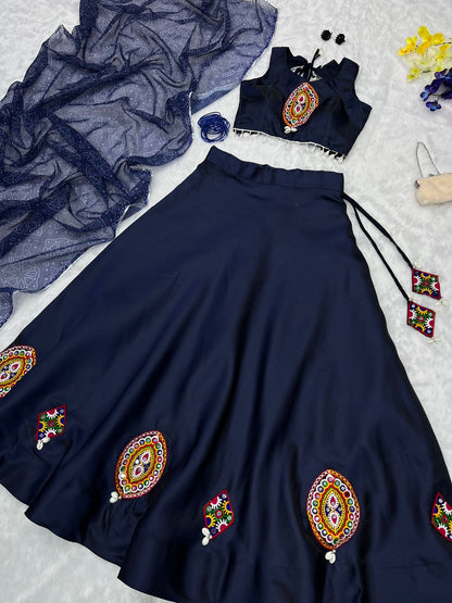 Function Wear Kodi work Navy Blue Color Lehenga Choli