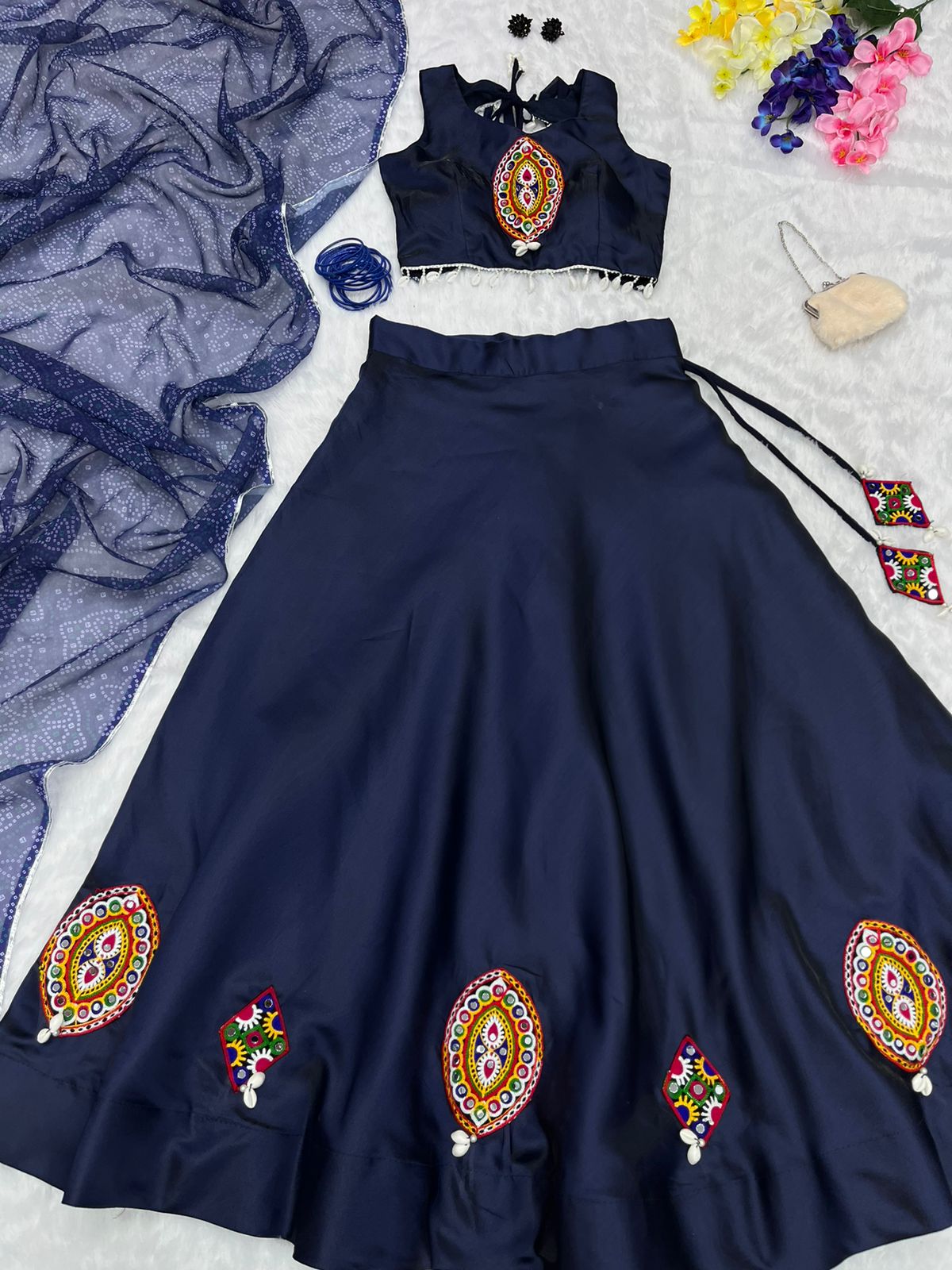 Function Wear Kodi work Navy Blue Color Lehenga Choli