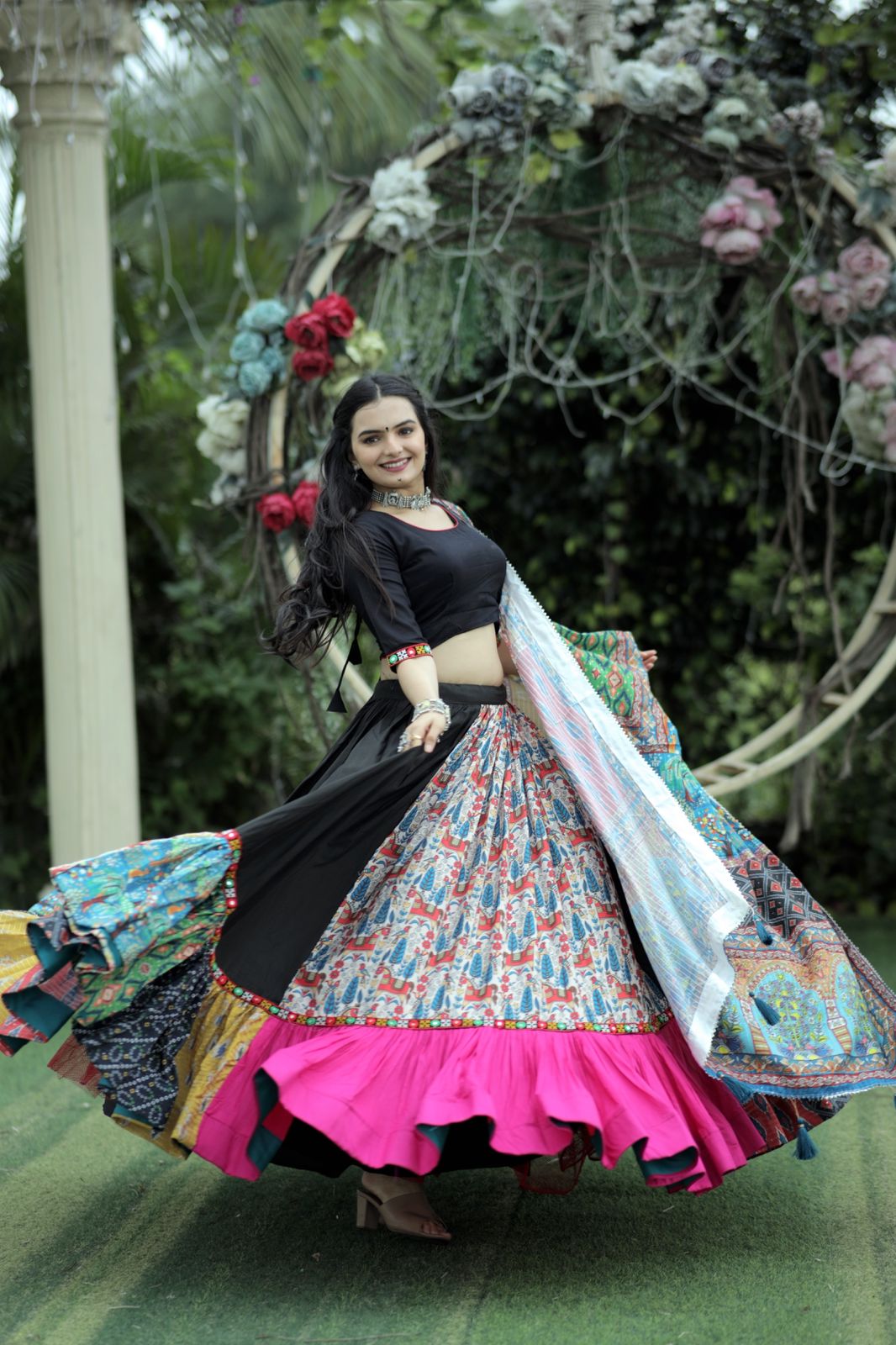 Gorgeous Black With Multi Digital Printed Lehenga Choli