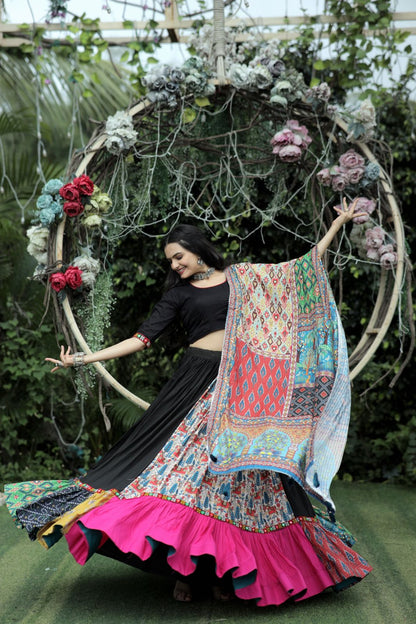 Gorgeous Black With Multi Digital Printed Lehenga Choli