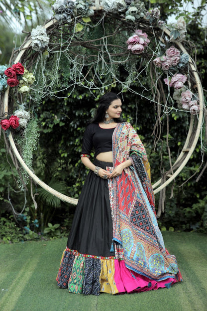 Gorgeous Black With Multi Digital Printed Lehenga Choli