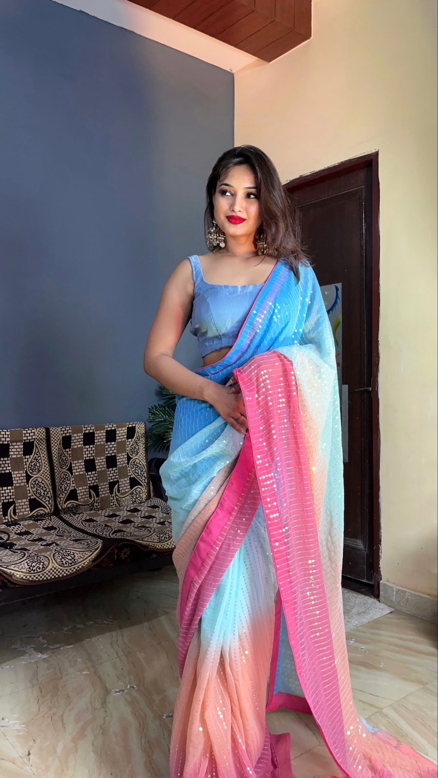 Occasion Wear Multi Color Ready To Wear Saree