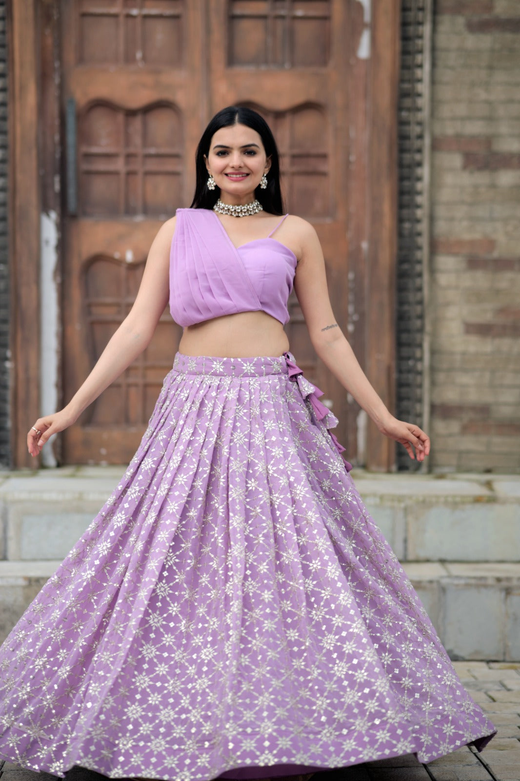 Trendy Lavender Color Lehenga With Fancy Blouse