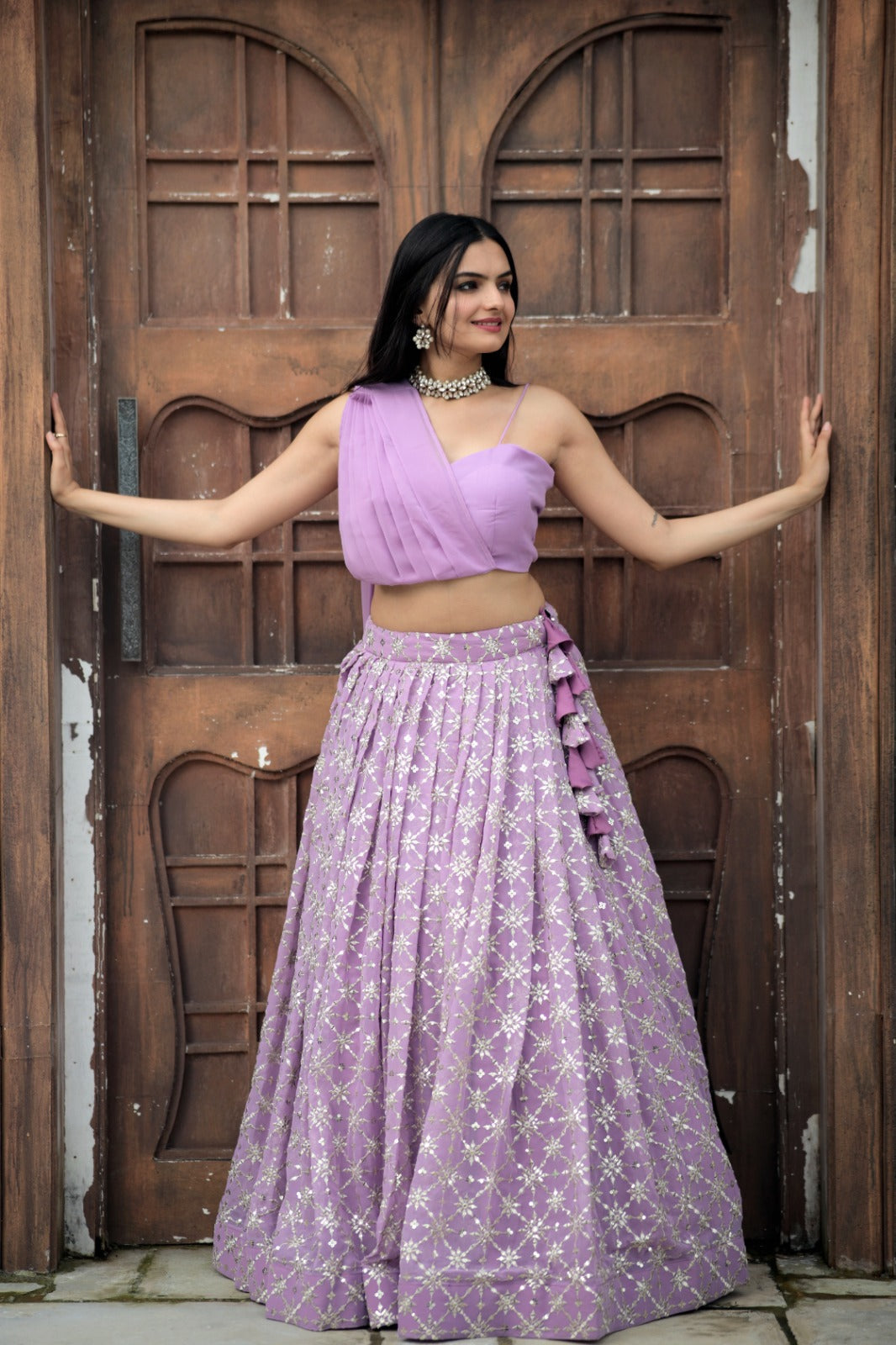 Trendy Lavender Color Lehenga With Fancy Blouse