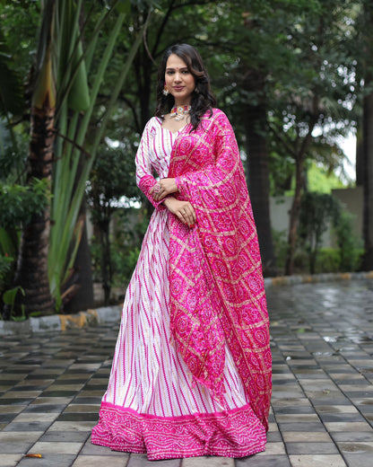 Attractive Foil Print Pink Color Navratri lehenga Choli