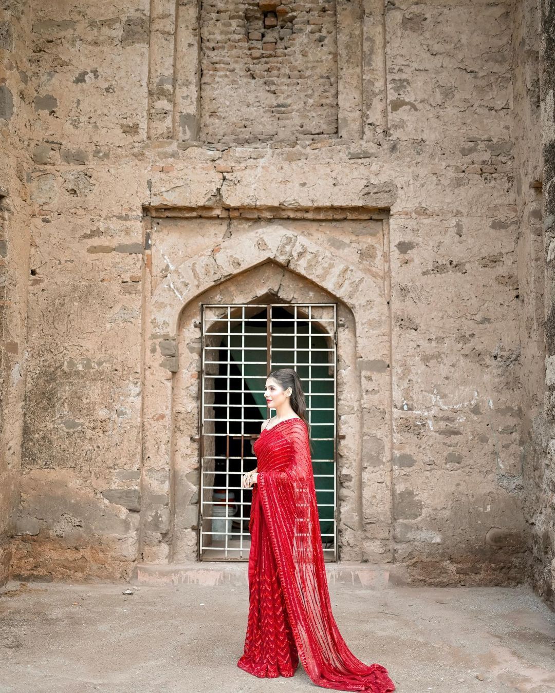 Wedding Wear Red Color Sequence Work Saree