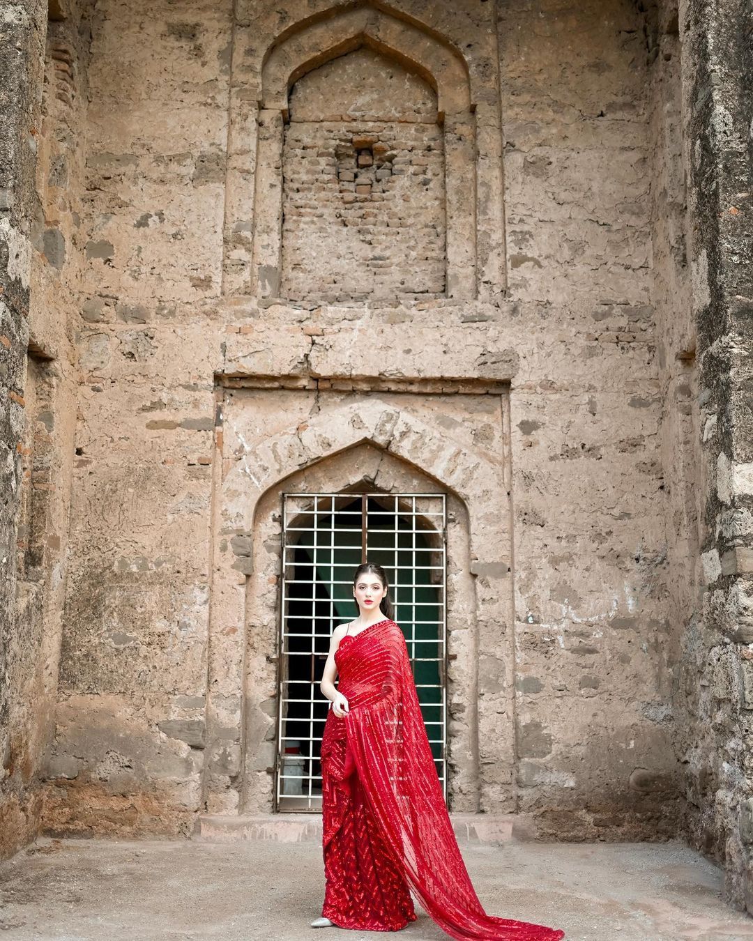 Wedding Wear Red Color Sequence Work Saree