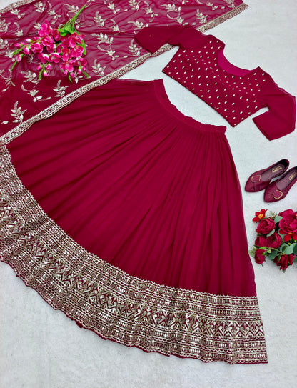 Maroon Color Embroidery Work Wedding Wear Lehenga Choli