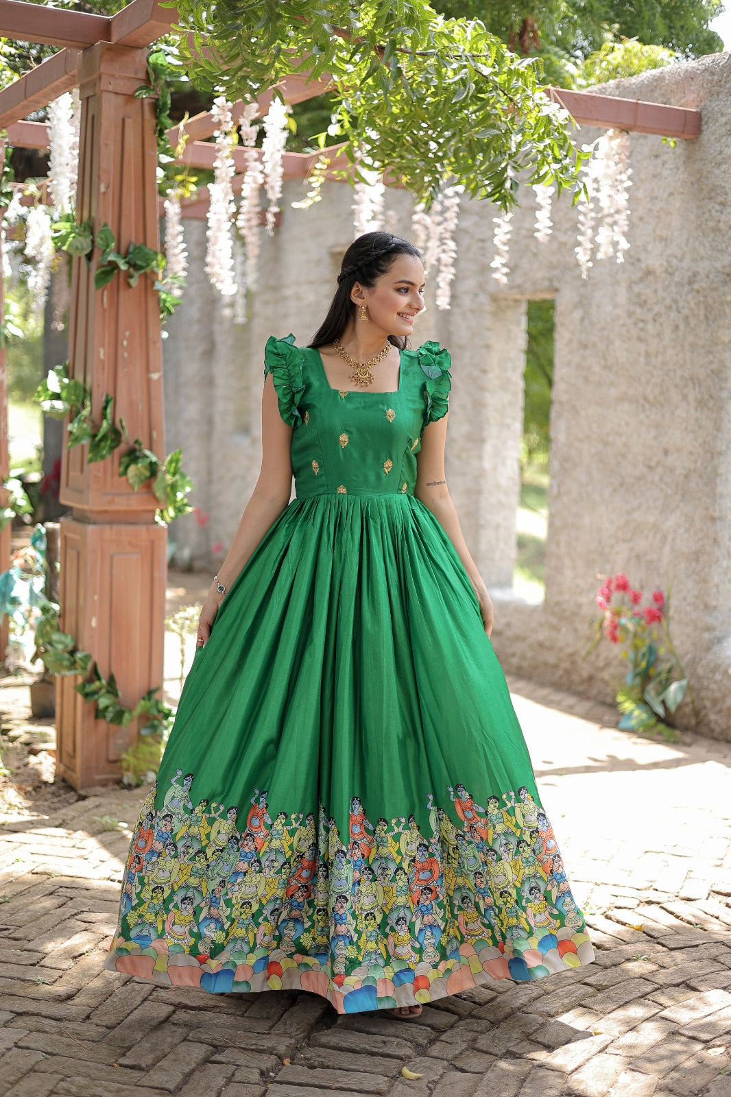 Striking Green Colored Designer Gown, Anarkali salwar kameez | online  shopping | Anarkali dresses online