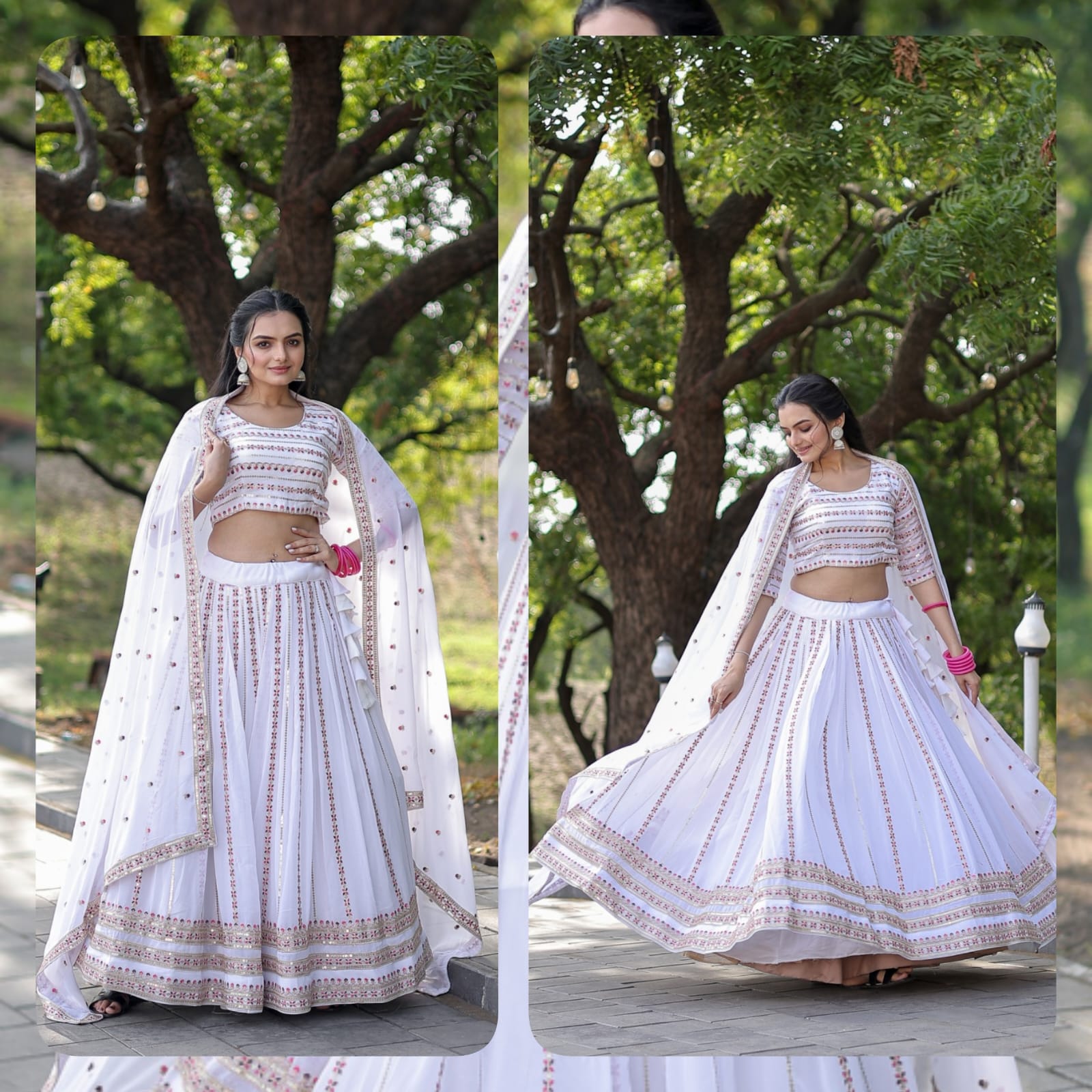 Buy Gold & White Lehenga Choli Sets for Women by MAYBELL Online | Ajio.com