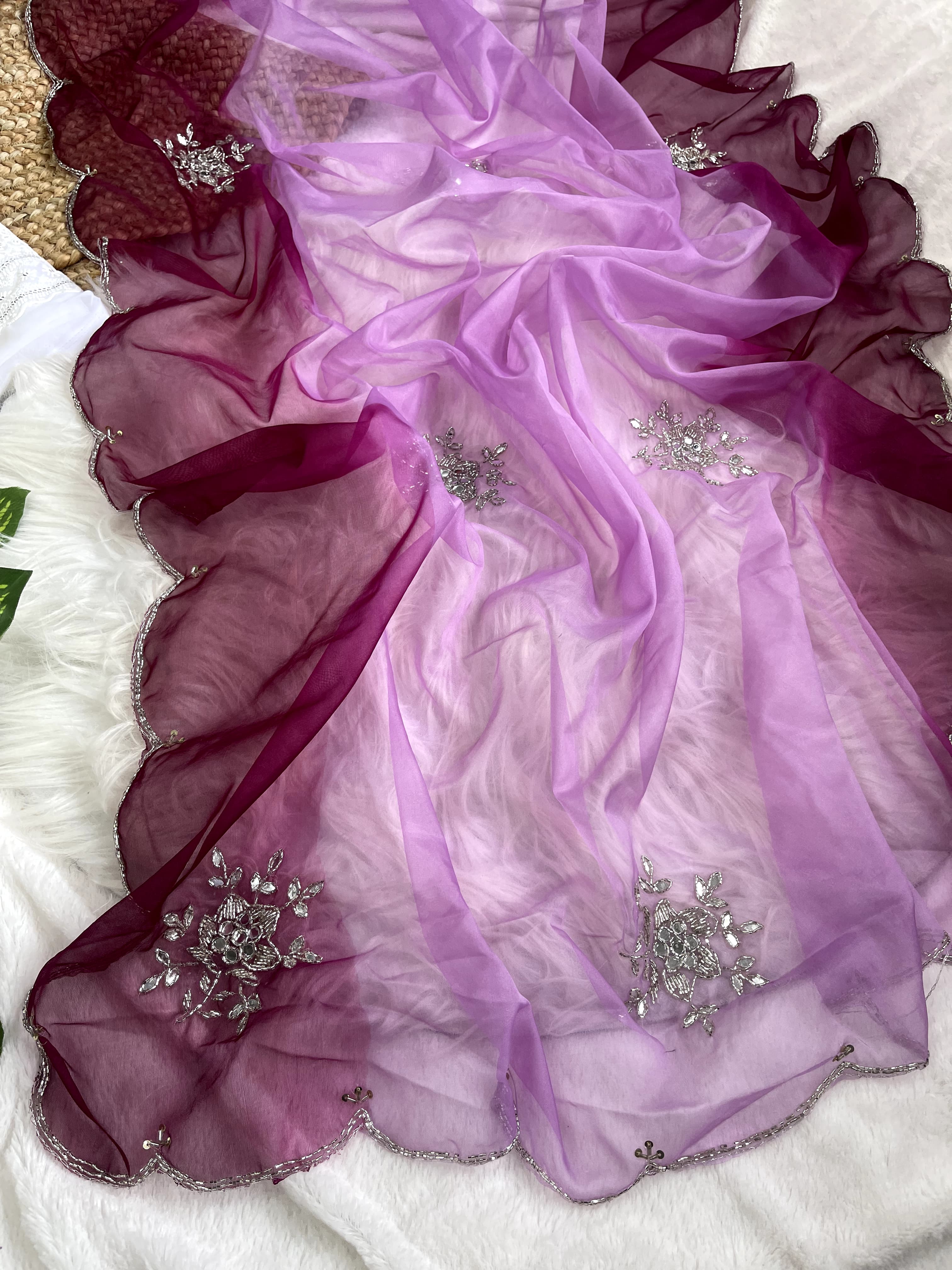 Wedding Wear Lavender Color Soft Organza Silk Saree