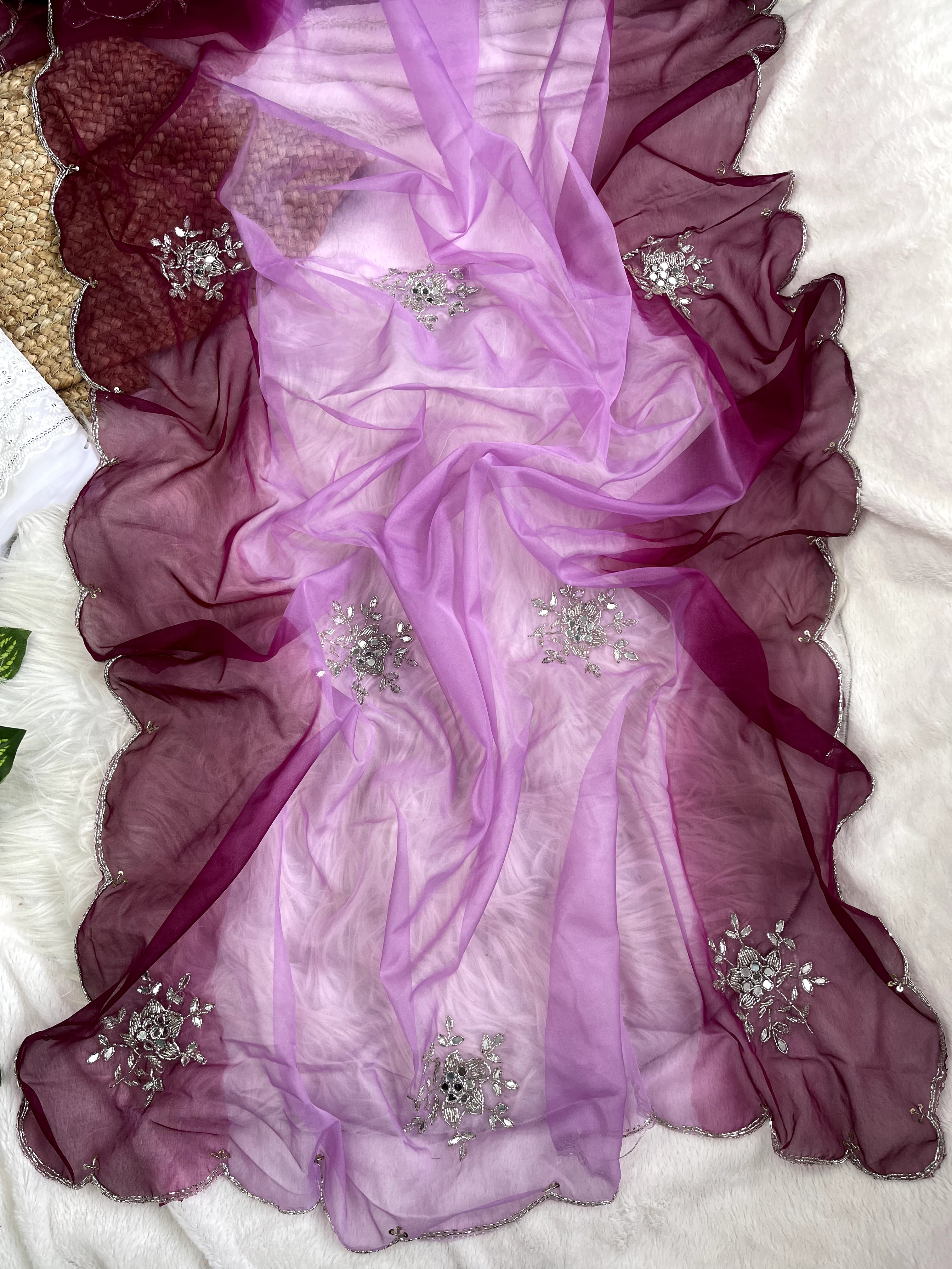 Wedding Wear Lavender Color Soft Organza Silk Saree