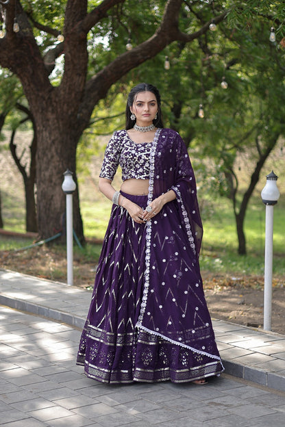 Beautiful Heavy Work Purple Color Designer Lehenga Choli