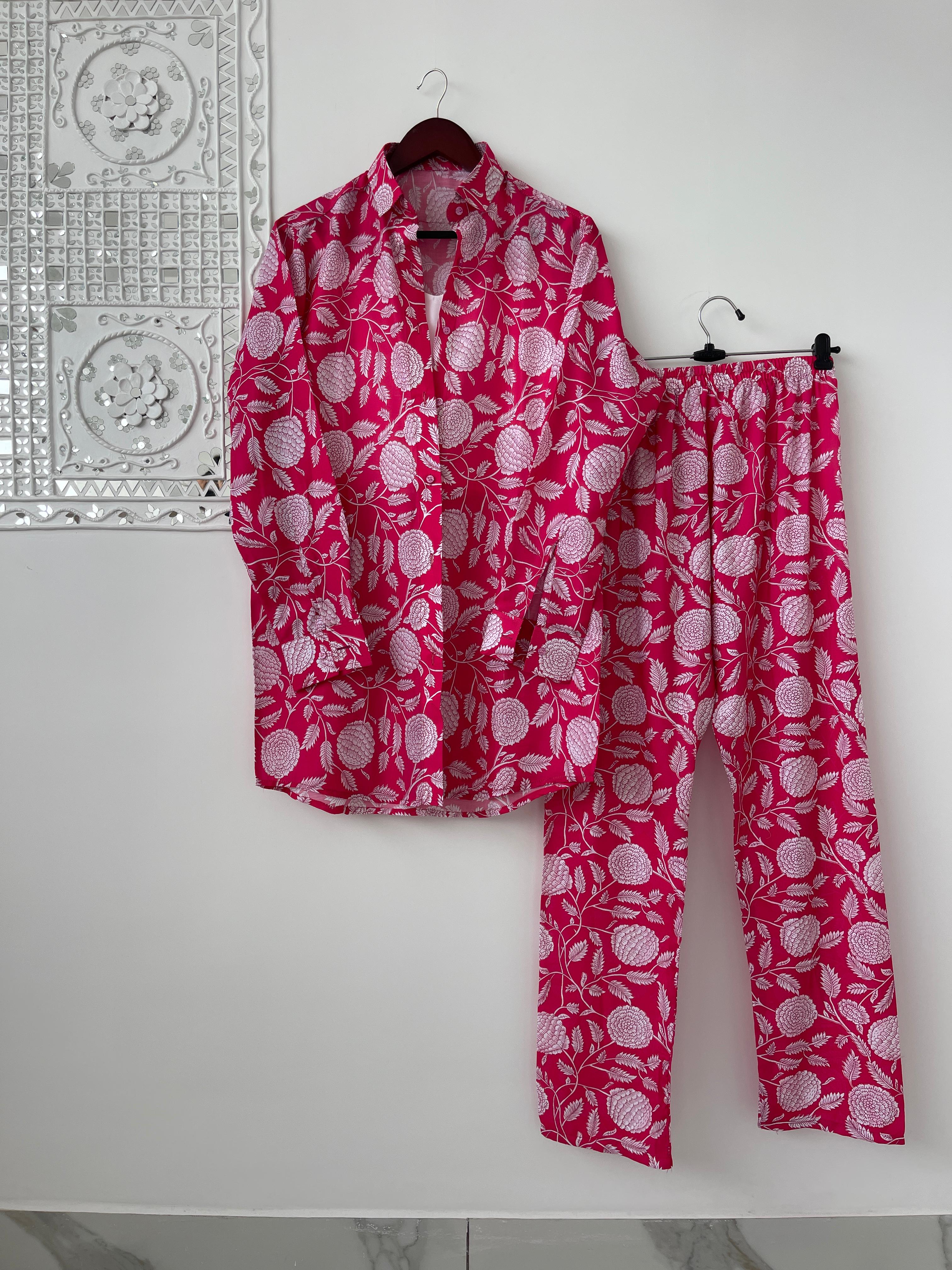 Stylish Digital Print Pink Color Shirt With Pant Cord Set