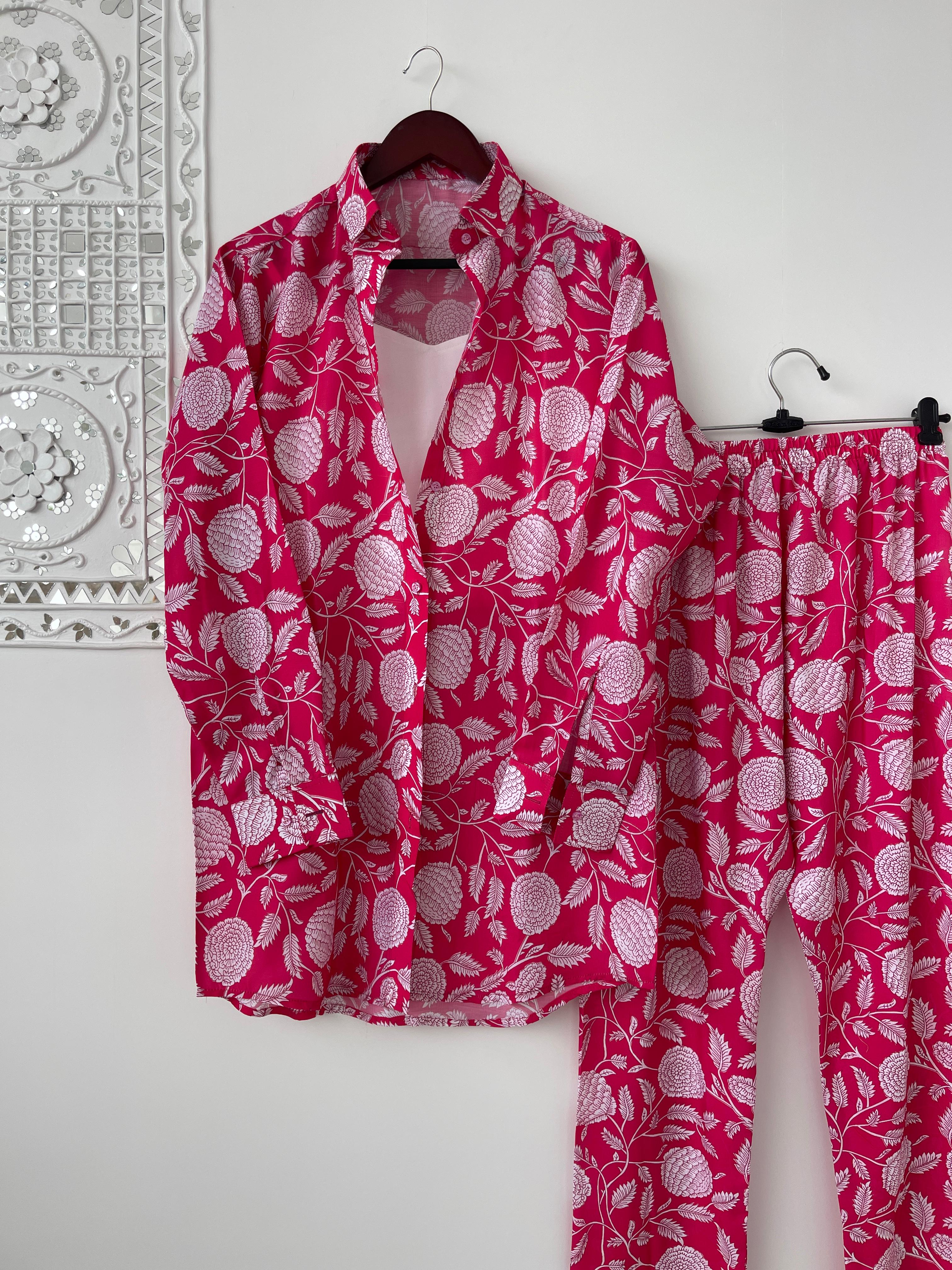 Stylish Digital Print Pink Color Shirt With Pant Cord Set