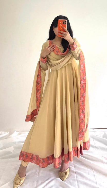 Decent Yellow Color Lace Border Work Anarkali Suit