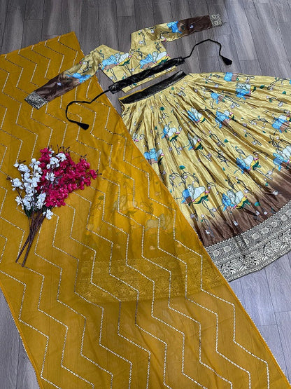 Lovely Yellow Color Kalamkari Print Lehenga Choli