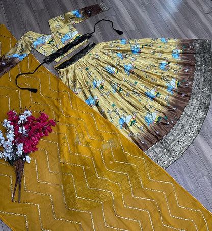 Lovely Yellow Color Kalamkari Print Lehenga Choli