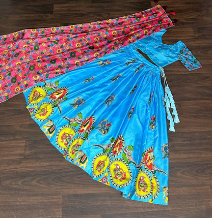 Fabulous Dola Silk Sky Blue Color Lehenga Blouse Dupatta Set