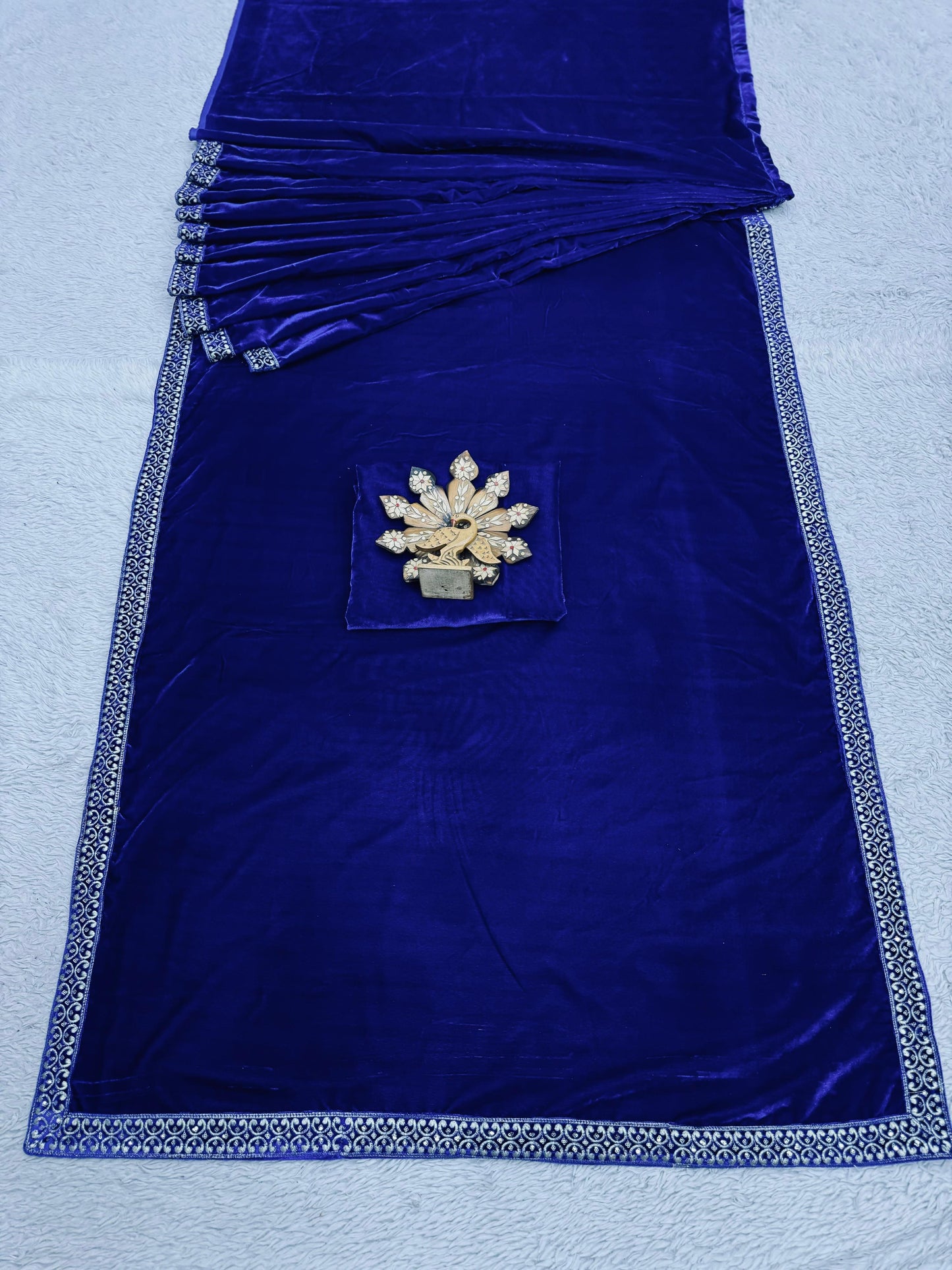 Attractive Sequence Work Navy Blue Ready To Wear Saree