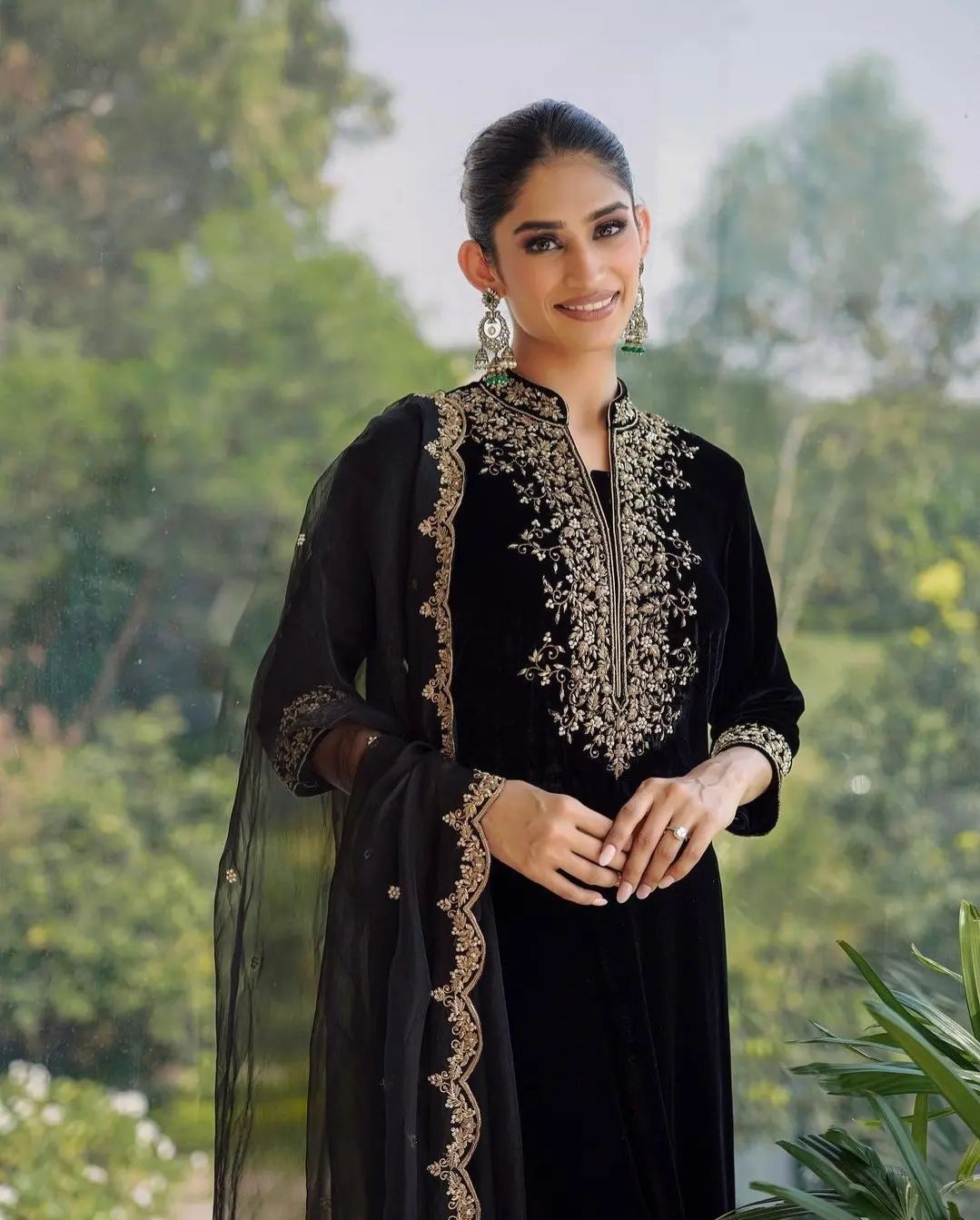 Thread With Sequence Work Black Color Salwar Suit